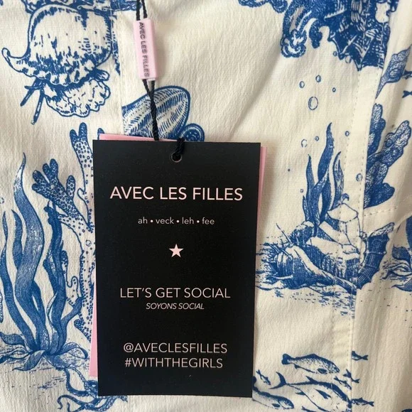 NEW Avec Les Filles Dress Size 12 Blue‎ White Nautical Mermaid Ocean Beach Midi - Picture 4 of 16